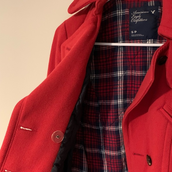 American Eagle Outfitters Red Wool Peacoat Women’s Small - Picture 3 of 4